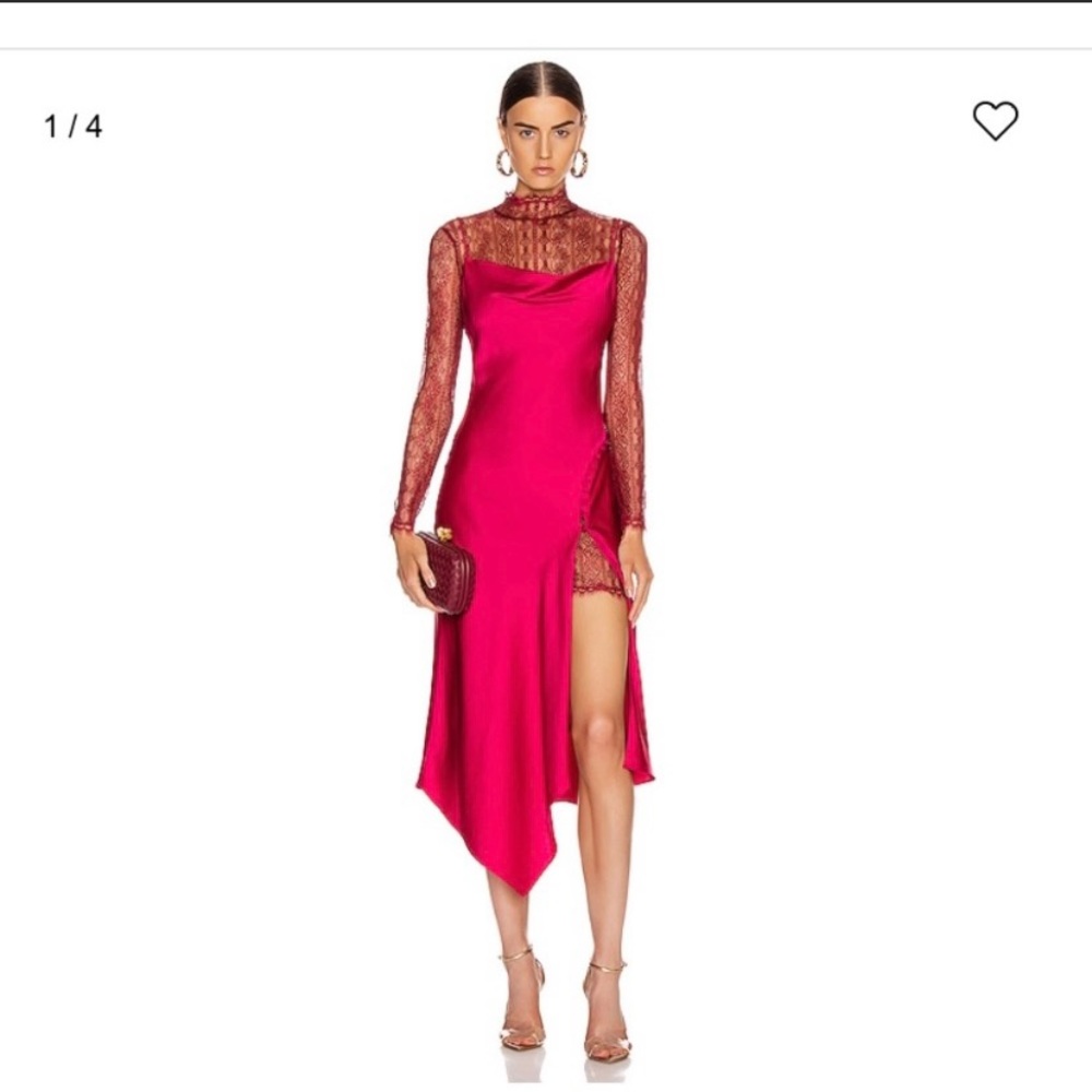JONATHAN SIMKHAI SATEEN LINGERIE LACE DRESS